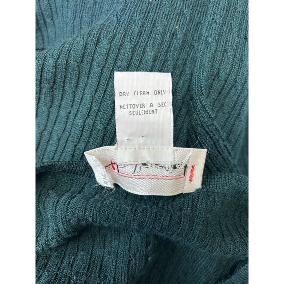 Vintage Talbots Womens Small Ribbed Merino Wool Sweater Green Made In Italy - Picture 6 of 8